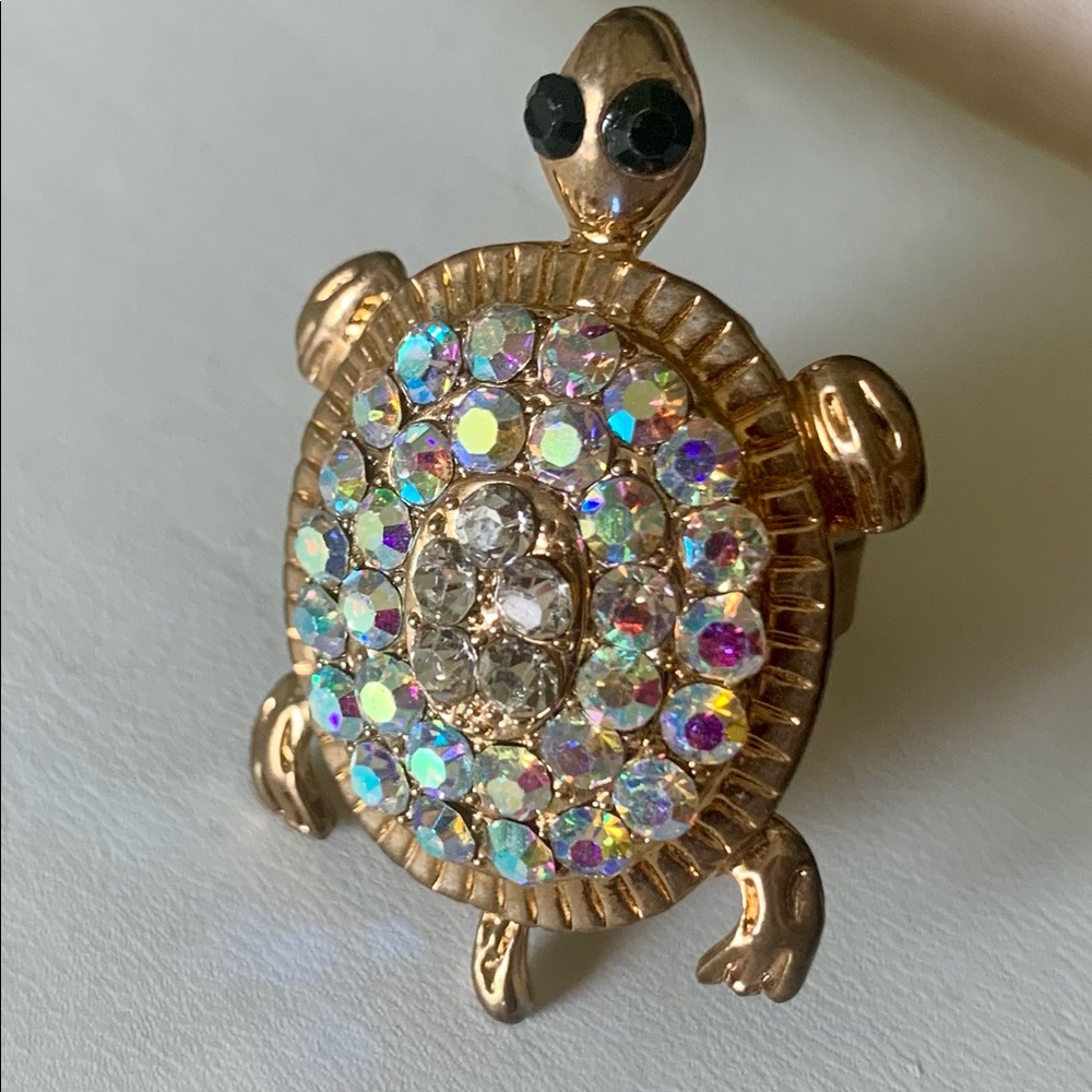 Turtle Ring Ab Crystals Adjustable - image 4